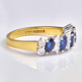 Ellibelle Jewellery Vintage 1987 Sapphire & Diamond Half Eternity Band Ring