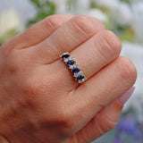 Ellibelle Jewellery Vintage 1987 Sapphire & Diamond Half Eternity Band Ring
