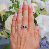 Ellibelle Jewellery Vintage 1987 Sapphire & Diamond Half Eternity Band Ring