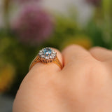Ellibelle Jewellery Vintage 1987 Swiss Blue Topaz & Diamond Cluster Ring