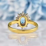 Ellibelle Jewellery Vintage 1987 Swiss Blue Topaz & Diamond Cluster Ring