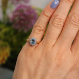 Ellibelle Jewellery Vintage 1987 Swiss Blue Topaz & Diamond Cluster Ring