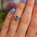 Ellibelle Jewellery Vintage 1987 Swiss Blue Topaz & Diamond Cluster Ring