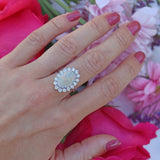 Ellibelle Jewellery Vintage 1988 Australian Opal & Diamond 18ct White Gold Cluster Ring (1.80ct)