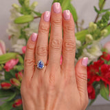 Ellibelle Jewellery Vintage 1988 Ceylon Sapphire & Diamond 18ct Gold Pear-Shaped Cluster Ring