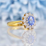 Ellibelle Jewellery Vintage 1988 Ceylon Sapphire & Diamond Cluster Ring