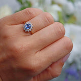 Ellibelle Jewellery Vintage 1988 Ceylon Sapphire & Diamond Cluster Ring