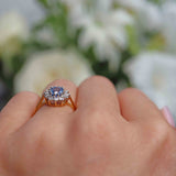 Ellibelle Jewellery Vintage 1988 Ceylon Sapphire & Diamond Cluster Ring