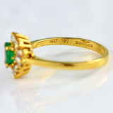 Ellibelle Jewellery Vintage 1988 Emerald & Vari-Cut Diamond 18ct Gold Pear Cluster Ring