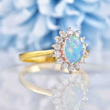 Ellibelle Jewellery Vintage 1988 Opal & Diamond 18ct Gold Cluster Ring