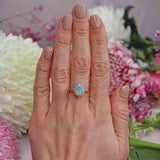 Ellibelle Jewellery Vintage 1988 Opal & Diamond 18ct Gold Cluster Ring