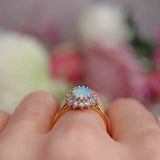 Ellibelle Jewellery Vintage 1988 Opal & Diamond 18ct Gold Cluster Ring