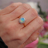 Ellibelle Jewellery Vintage 1988 Opal & Diamond 18ct Gold Cluster Ring
