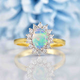 Ellibelle Jewellery Vintage 1988 Opal & Diamond 18ct Gold Cluster Ring