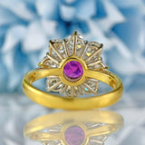 Ellibelle Jewellery Vintage 1988 Ruby & Diamond 18ct Gold Daisy Cluster Ring