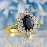 Ellibelle Jewellery Vintage 1988 Sapphire & Diamond 18ct Gold Cluster Ring