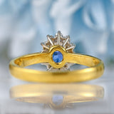 Ellibelle Jewellery Vintage 1988 Sapphire & Diamond 18ct Gold Cluster Ring