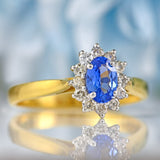 Ellibelle Jewellery Vintage 1988 Sapphire & Diamond 18ct Gold Cluster Ring