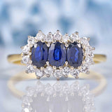 Ellibelle Jewellery Vintage 1988 Sapphire & Diamond Triple Cluster Ring