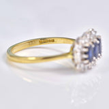Ellibelle Jewellery Vintage 1988 Sapphire & Diamond Triple Cluster Ring