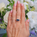 Ellibelle Jewellery Vintage 1988 Sapphire & Diamond Triple Cluster Ring