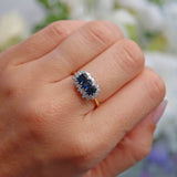 Ellibelle Jewellery Vintage 1988 Sapphire & Diamond Triple Cluster Ring