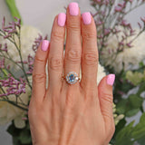 Ellibelle Jewellery Vintage 1989 Aquamarine & Diamond 18ct Gold Cluster Ring