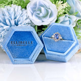 Ellibelle Jewellery Vintage 1989 Ceylon Sapphire & Diamond 18ct Gold Cluster Engagement Ring