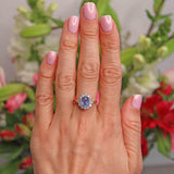 Ellibelle Jewellery Vintage 1989 Ceylon Sapphire & Diamond 18ct Gold Cluster Ring (1.37cts)
