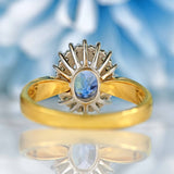 Ellibelle Jewellery Vintage 1989 Ceylon Sapphire & Diamond 18ct Gold Cluster Ring