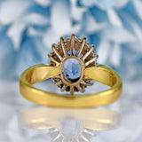 Ellibelle Jewellery Vintage 1989 Ceylon Sapphire & Diamond 18ct Gold Cluster Ring