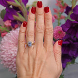 Ellibelle Jewellery Vintage 1989 Ceylon Sapphire & Diamond 18ct Gold Cluster Ring