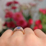 Ellibelle Jewellery Vintage 1989 Ceylon Sapphire & Diamond 18ct Gold Ring