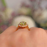 Ellibelle Jewellery Vintage 1989 Chrysoberyl & Diamond 18ct Gold Cluster Ring by Alabaster and Wilson