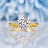 Ellibelle Jewellery Vintage 1989 Diamond 18ct Gold Daisy Cluster Ring