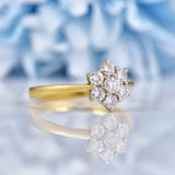 Ellibelle Jewellery Vintage 1989 Diamond 18ct Gold Daisy Cluster Ring