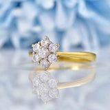 Ellibelle Jewellery Vintage 1989 Diamond 18ct Gold Daisy Cluster Ring