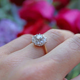 Ellibelle Jewellery Vintage 1989 Old-Mine-Cut Diamond 18ct Gold Cluster Ring (1.13cts)