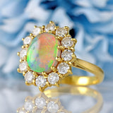 Ellibelle Jewellery Vintage 1989 Opal & Diamond 18ct Gold Cluster Ring