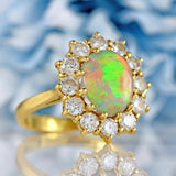 Ellibelle Jewellery Vintage 1989 Opal & Diamond 18ct Gold Cluster Ring