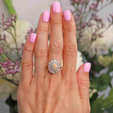 Ellibelle Jewellery Vintage 1989 Opal & Diamond 18ct Gold Cluster Ring