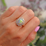 Ellibelle Jewellery Vintage 1989 Opal & Diamond 18ct Gold Cluster Ring