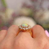 Ellibelle Jewellery Vintage 1989 Opal & Diamond 18ct Gold Cluster Ring