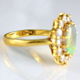 Ellibelle Jewellery Vintage 1989 Opal & Diamond 18ct Gold Cluster Ring