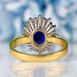 Ellibelle Jewellery Vintage 1989 Sapphire & Diamond 18ct Gold Cluster Engagement Ring