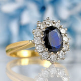 Ellibelle Jewellery Vintage 1989 Sapphire & Diamond 18ct Gold Cluster Engagement Ring