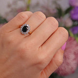 Ellibelle Jewellery Vintage 1989 Sapphire & Diamond 18ct Gold Cluster Engagement Ring
