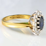 Ellibelle Jewellery Vintage 1989 Sapphire & Diamond 18ct Gold Cluster Engagement Ring