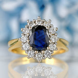 Ellibelle Jewellery Vintage 1989 Sapphire & Diamond 18ct Gold Cluster Engagement Ring