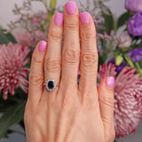 Ellibelle Jewellery Vintage 1989 Sapphire & Diamond 18ct Gold Cluster Engagement Ring